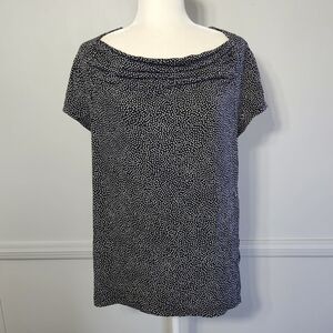 Jones Wear | Dressy Polka Dot Layered Drape Neck Blouse